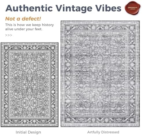 OPPODREAM Vintage Grey Area Rugs 3x10, Washable Rug for Living Room - Image 3