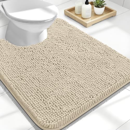 OLANLY Toilet Rugs U-Shaped 24x20, Soft Absorbent Chenille Contour Rugs by OLANLY