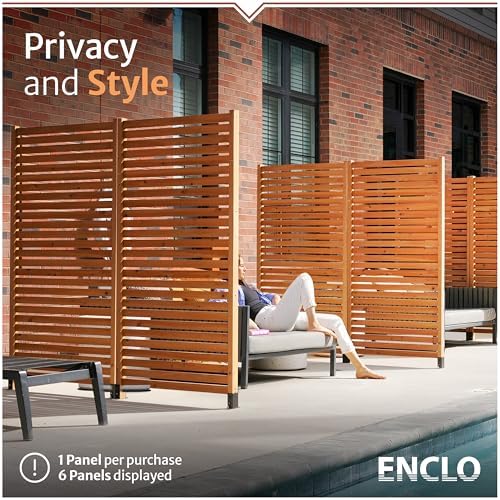 Enclo Slatted Freestanding/Surface Mounted Privacy Screen, Cedar Wood - Image 3