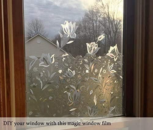 Niviy Excellent Quality 3D Static Cling Window Film Non-Adhesive Window Covering Decorative Flower Privacy Film for Window 17.5" x 78.5" - Image 3