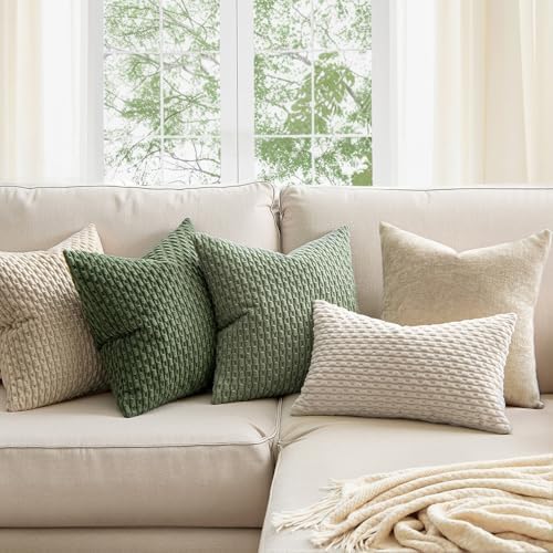 MIULEE Lumbar Decorative Throw Pillow Covers 12x20 Sage Green Corduroy - Image 2
