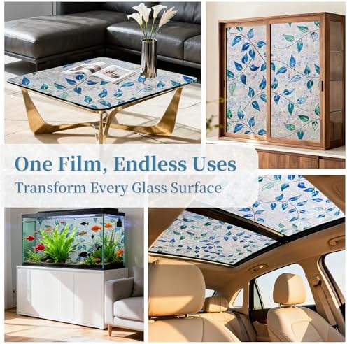 Finnez Window Privacy Film, Stained Glass Rainbow, Foliage, 17.5" x 78.7" - Image 5