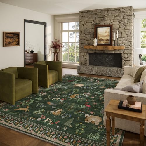 10x12 Area Rugs for Living Room: Washable Rug Stain Resistant Non Slip Low Pile Soft Faux Wool Lightweight Large Rugs for Bedroom Dining Room Under Table Rug Farmhouse Home Office Nursery Indoor by palohom