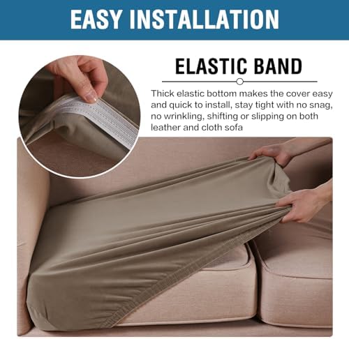 H.VERSAILTEX Velvet Stretch Couch Cushion Cover Plush Cushion Slipcover for Chair Cushion Furniture Protector Seat Cushion Sofa Cover (1 Piece Armchair Cushion Covers, Mocha) - Image 4