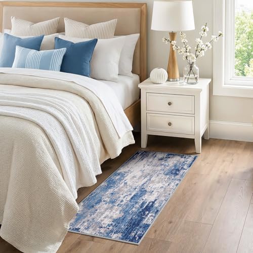 RELEANY Washable 2'x5' Abstract Area Rug for Living Room Blue Gray - Image 2