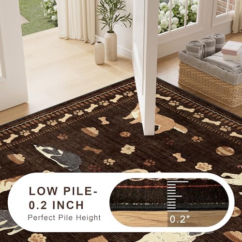 DUKINO 8x10 Area Rug, Washable Dog Rugs for Living Room Soft, Brown - Image 6