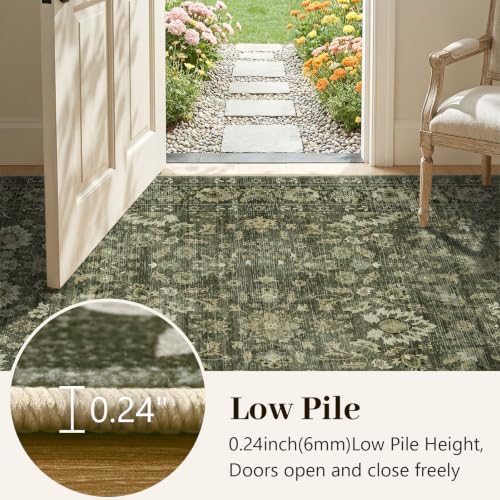 8x10 Ft Large Area Rugs for Living Room, Soft Non-Slip Machine Washable Rug, Vintage Stain Resistant Carpets for Bedroom Nursery Dining Room Home Decor (Green) - Image 5
