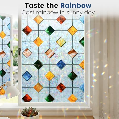 DKTIE Rainbow Stained Glass Window Film Decorative 23.6in X 78.7in - Image 5