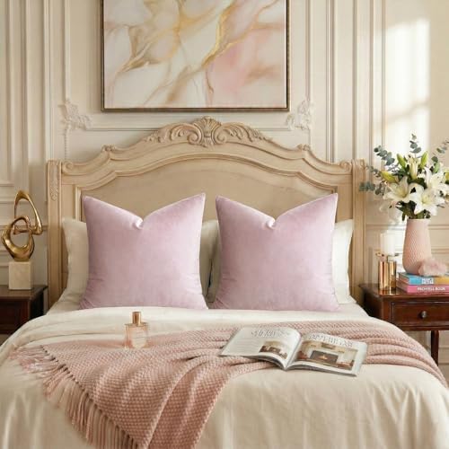 GIGIZAZA Sweet Lilac Velvet Throw Pillow Covers 20x20 Pack of 2 - Image 7