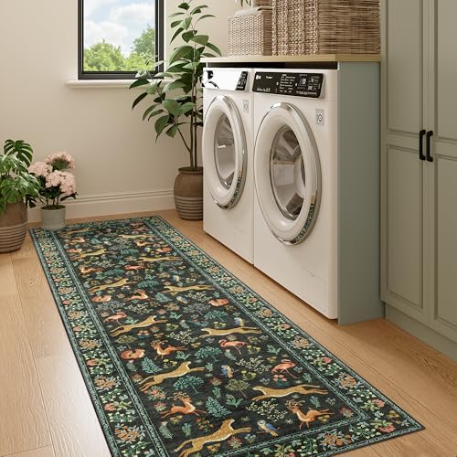 DUKINO 2x7 Runner Rug for Hallway, Washable Kitchen Rugs Non Slip, Black - Image 4
