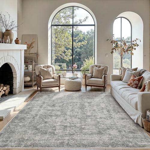 Rugxara Grey 8x10 Area Rugs for Living Room Bedroom Large Washable Rug - Image 4