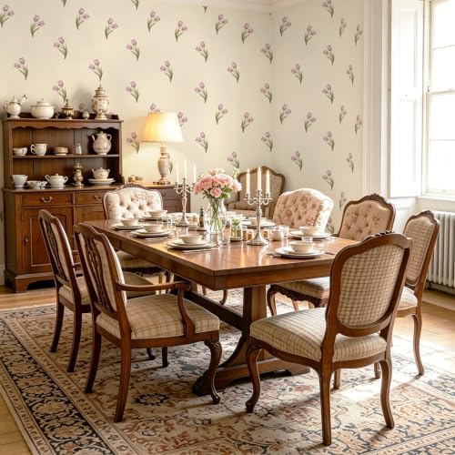 Safiyya Vintage Floral Peel and Stick Wallpaper 17.3''x197'' Retro Tulip Flower for Gilrs Room Contact Paper for Cabinets Self Adheisve Removable Wallpaper for Bedroom Accent Wall - Image 6