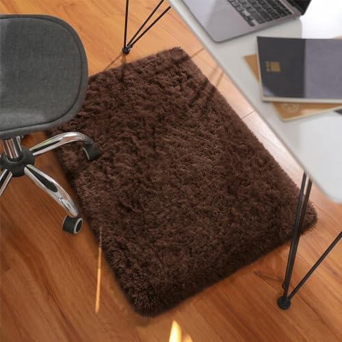 Ophanie Small Rug Washable Non Slip Throw Bedside Area Rugs, Fluffy Soft Brown Mini Bedroom Carpet, Affordable Door Entryway Indoor Inside Front Entrance Dog 2x3 Mat, Home Decor Aesthetic, Nursery - Image 5