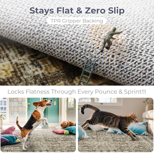 OPPODREAM Vintage Brown Area Rugs 3x5, Washable Rug for Living Room - Image 5