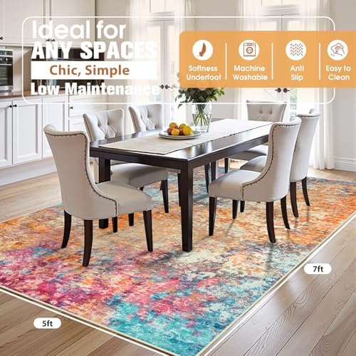 Aelenmu 5x7 Area Rugs for Living Room Washable Bedroom Dining Room Colorful - Image 2