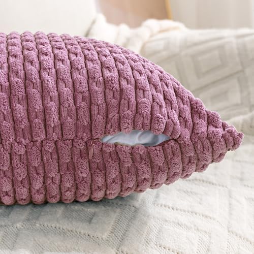 Set of 4 Pink Decorative Throw Pillow Covers 18x18 Inch Corduroy Pillow Covers for Bed Couch Sofa Living Room Soft Square Cushion Cases - Image 6