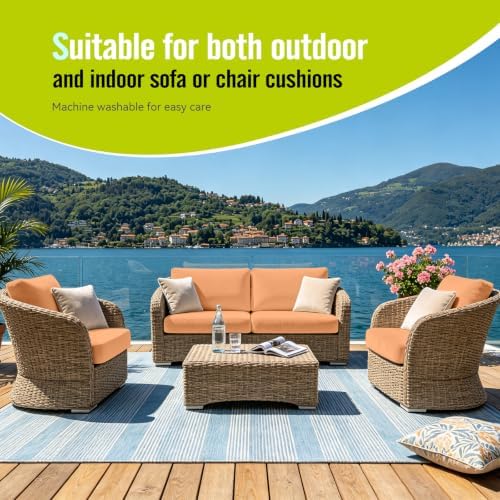 8Pcs Outdoor Cushion Covers, Stretch Patio Furniture Couch Chair Slipcovers - Image 4