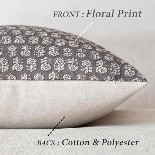 Foindtower Long Floral Print Lumbar Throw Pillow Covers 14×36 Rustic Gray - Image 2