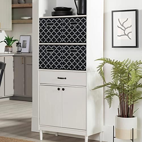 Black Foldable Storage Cubes Bins , Fabric Storage Box Cubes Organizer Baskets with Dual Handles for Home Organizer Black Light - Image 5