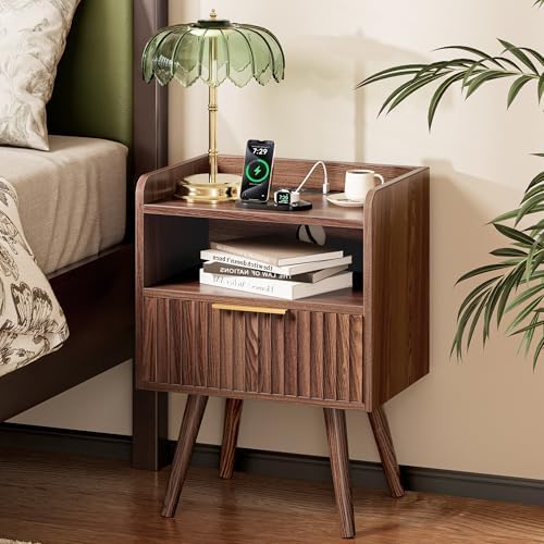 Huuger Nightstand with Charging Station, USB-C Port, End Table by Huuger