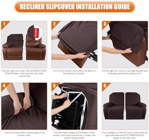 VANSOFY Oversized Stretch Recliner Loveseat Cover, Dark Coffee, 2 Seater - Image 4