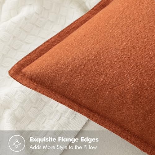 MIULEE Decorative Linen Euro Sham Pillow Covers 26x26 Rust - Image 2