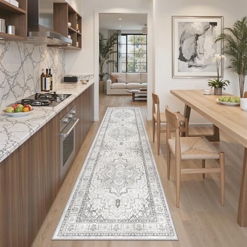 Madane Hallway Runner Rug 2x8 Washable Kitchen Rugs Non-Slip, Grey by Madane
