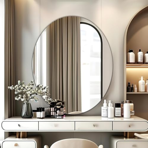 JUNEBRUSHS Oval Mirror, Acrylic Oval Bathroom Mirrors 17x14 Inchs - Image 7