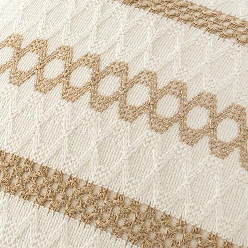 MIULEE Set of 2 Neutral Boho Decorative Pillow Covers 16x16 Inch - Image 4