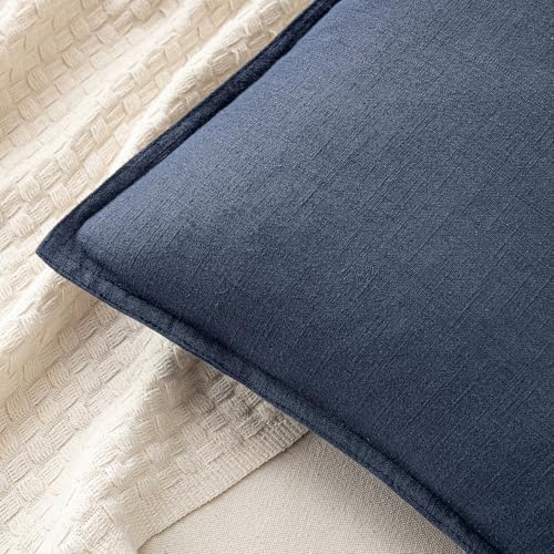 MIULEE Decorative Linen Pillow Covers 18x18 Inch Indigo Blue - Image 2