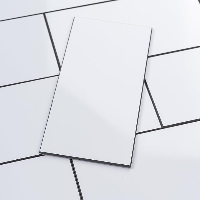 StyloVue 100 Pieces Peel and Stick Backsplash for Kitchen, 3" x 6" PVC Subway Tile, Glossy White with Dark Gray Grout, Self Adhesive Stick on Wall Tiles for Kitchen, Bathroom, Fireplace, RV - Image 5