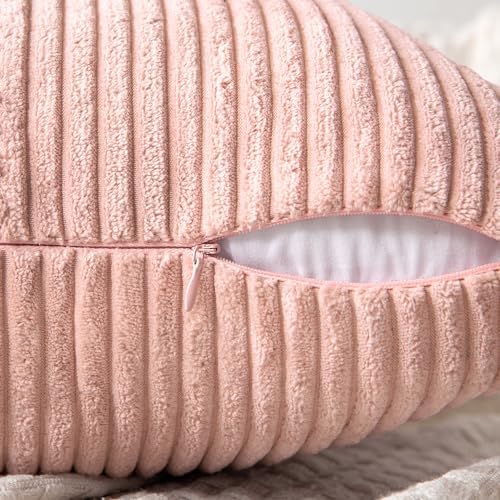 MIULEE Pink Decorative Lumbar Throw Pillow Covers 12x20 Inch 2 Pack - Image 3