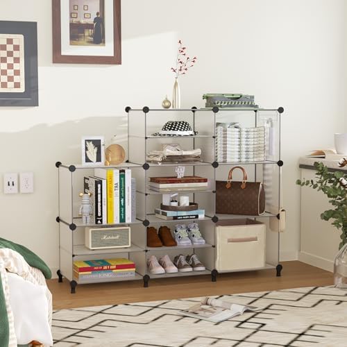 AWTATOS Closet Organizer 8 Cube Storage Shelves, Translucent - Image 4