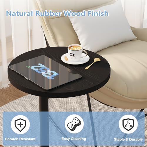 C Shaped End Table, Modern Round Side Table for Couch (Black,14.5") - Image 4