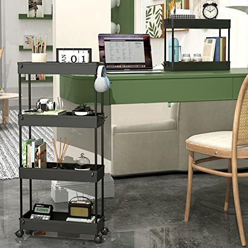 SPACEKEEPER Slim Rolling Storage Cart, 4 Tier Bathroom Cart Organizer,Black - Image 6