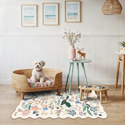 Washable 2x4 Entryway Area Rugs: Vintage Water Resistant Kitchen Rug Non-Slip Durable Doormat Ultra Soft Living Room Bedroom Carpet Indoor Low Pile Floor Mat for Bathroom Dining Room(2x4,Cream) by HYHAOYUNLAI