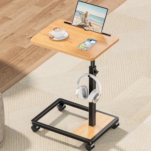 Adjustable TV Tray Table with Wheels: 18"-30.7" Height by Mofain