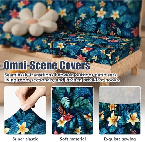 8Pcs Stretch Patio Cushion Covers, Outdoor Couch & Sofa Replacements Slipcovers for Patio Furniture Cushion Covers, Washable Reusable Furniture Protector - Image 4