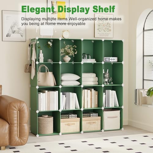 C&AHOME 16 Cube Storage Organizer Cube Shelf Units Storage Cubes, Green - Image 4