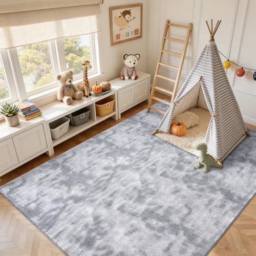 5x7 Tie-dye Grey Area Rug Non-Slip Washable Soft for Living Room Bedroom - Image 5