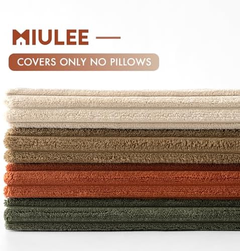 MIULEE Fall Corduroy Decorative Throw Pillow Covers Rust-Olive Green 16x16 - Image 6