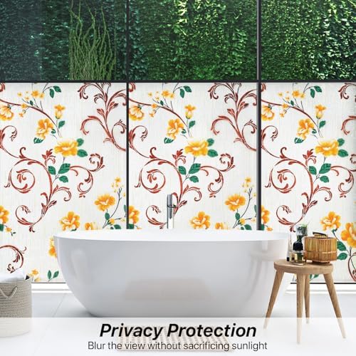 Niviy Stained Glass Window Privacy Film with Installation Tools, 3D Frosted Glass Window Decals UV Protection Sun Blocking Static Clings Non Adhesive Window Stickers for Home 17.5 x 78.7 inch - Image 3