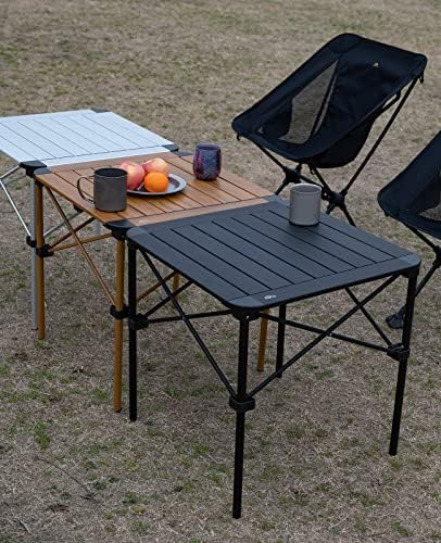 iClimb Lightweight Stable Alu. Folding Square Table Roll Up Top (Nature, M) - Image 2