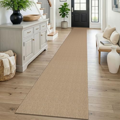 KOZYFLY Boho 2x16 Runners Rugs for Hallway, Extra Long Washable Runner Rug, Woven Non Slip Kitchen Runner, Cotton Entryway Rug, Floor Carpet for Entry, Aisle, Hall, Orange Beige/Tan/Brown by KOZYFLY