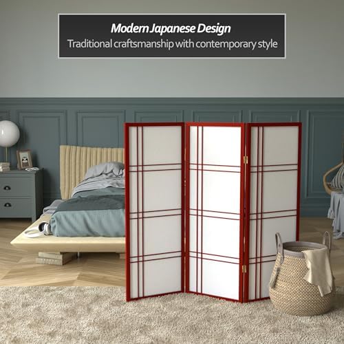 4 ft. Short Double Cross Shoji Screen - Rosewood - 3 Panels - Image 2