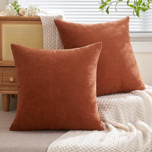 MIULEE Fall Rust Terracotta Chenille Couch Throw Pillow Covers, 18x18 - Image 4