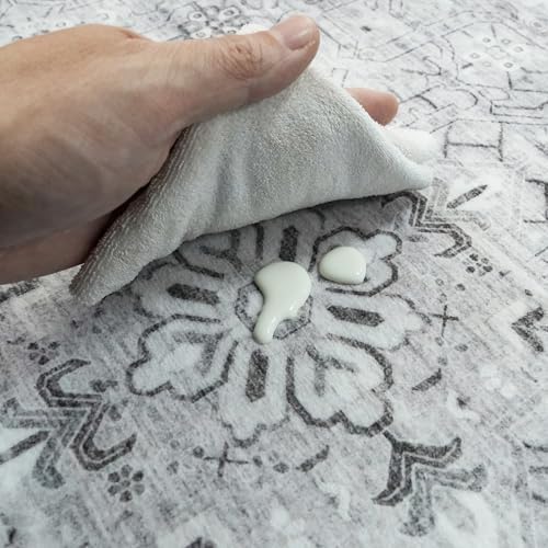Washable Area Rugs 3x5 Entryway: Soft Ultra Thin Low Pile Mat Machine Washable Indoor Doormat Lightweight Entry Rug Anti Slip Backing Rugs for Living Room Bedroom Kitchen 3'x 5' Grey - Image 3