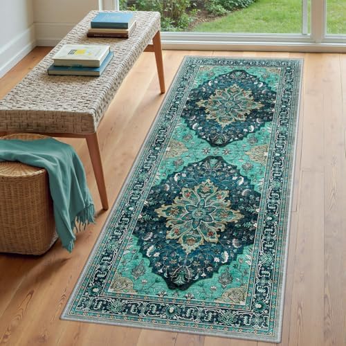 RELEANY Washable Area Rug, Runner 3'x8', Teal - Image 3