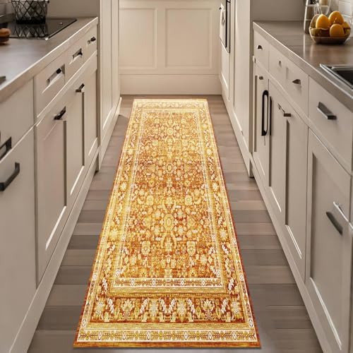 OPPODREAM Vintage Orange Area Rugs 2x8, Washable Rug for Living Room by OPPODREAM