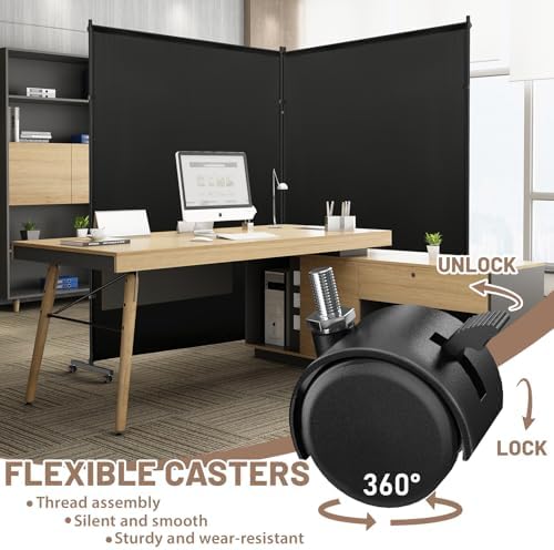 2 Panels Room Divider/Privacy Screen 5FT*6FT with Caster Wheels & Brakes - Image 4
